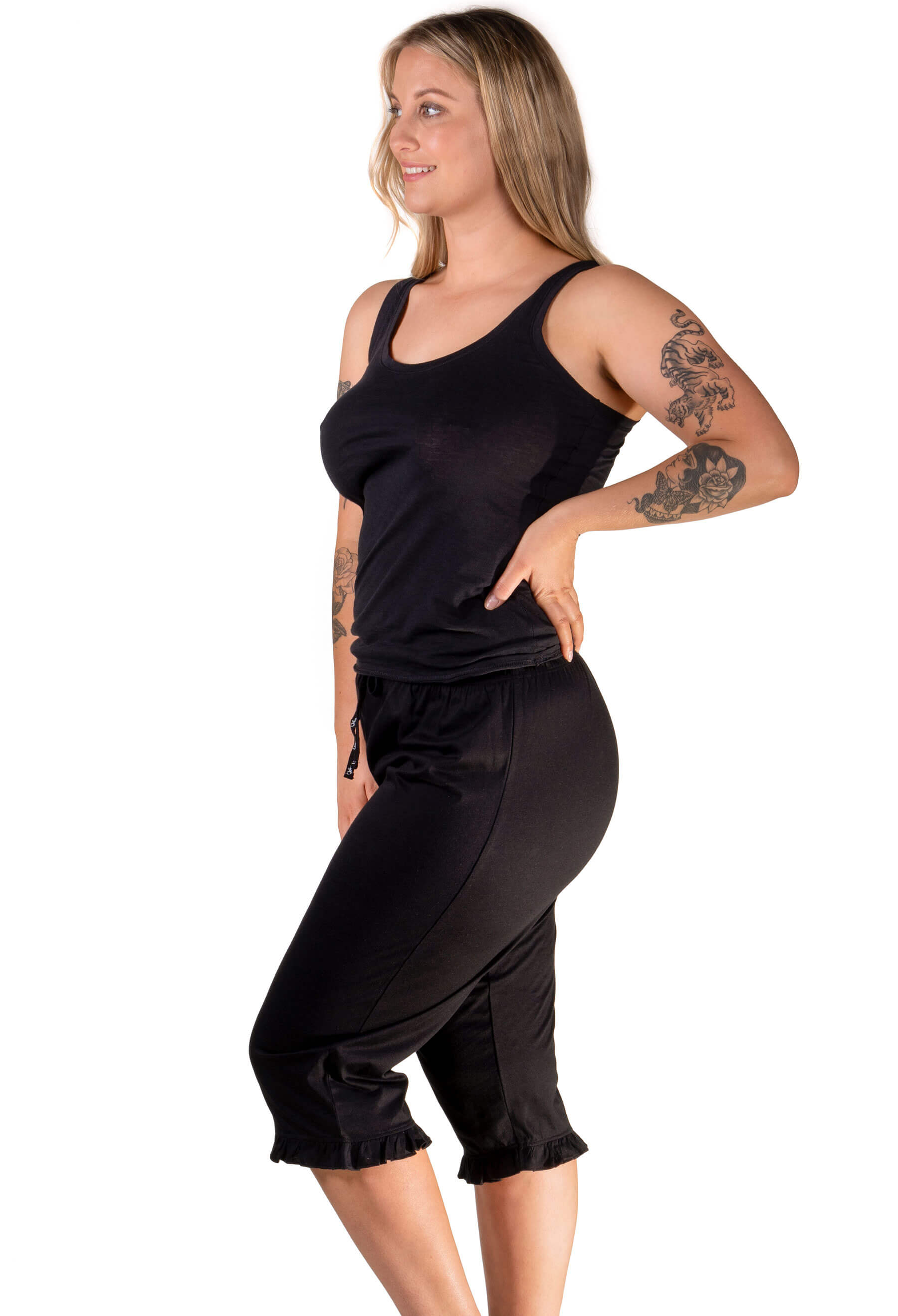 Womens Summer Pockets Elastic Training Trousers Ladies Gym Yoga Sports 3/4  Pants | eBay